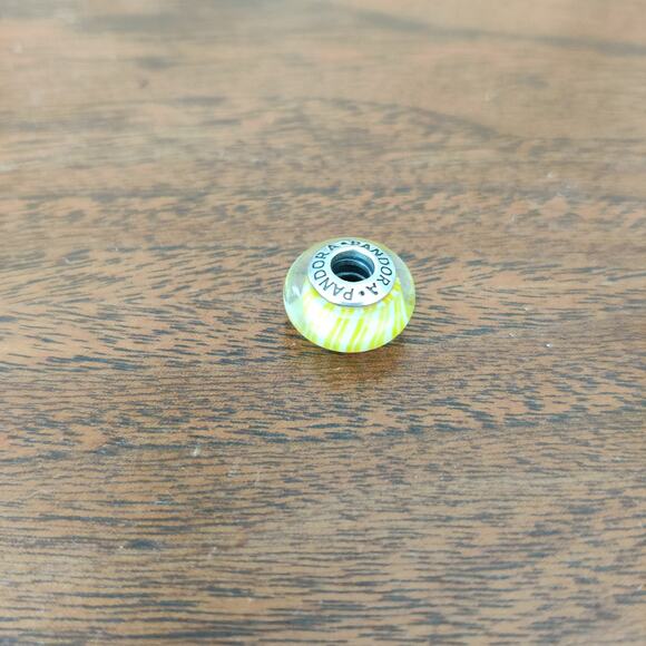 Pandora Yellow and White Glass Bead - Picture 1 of 3